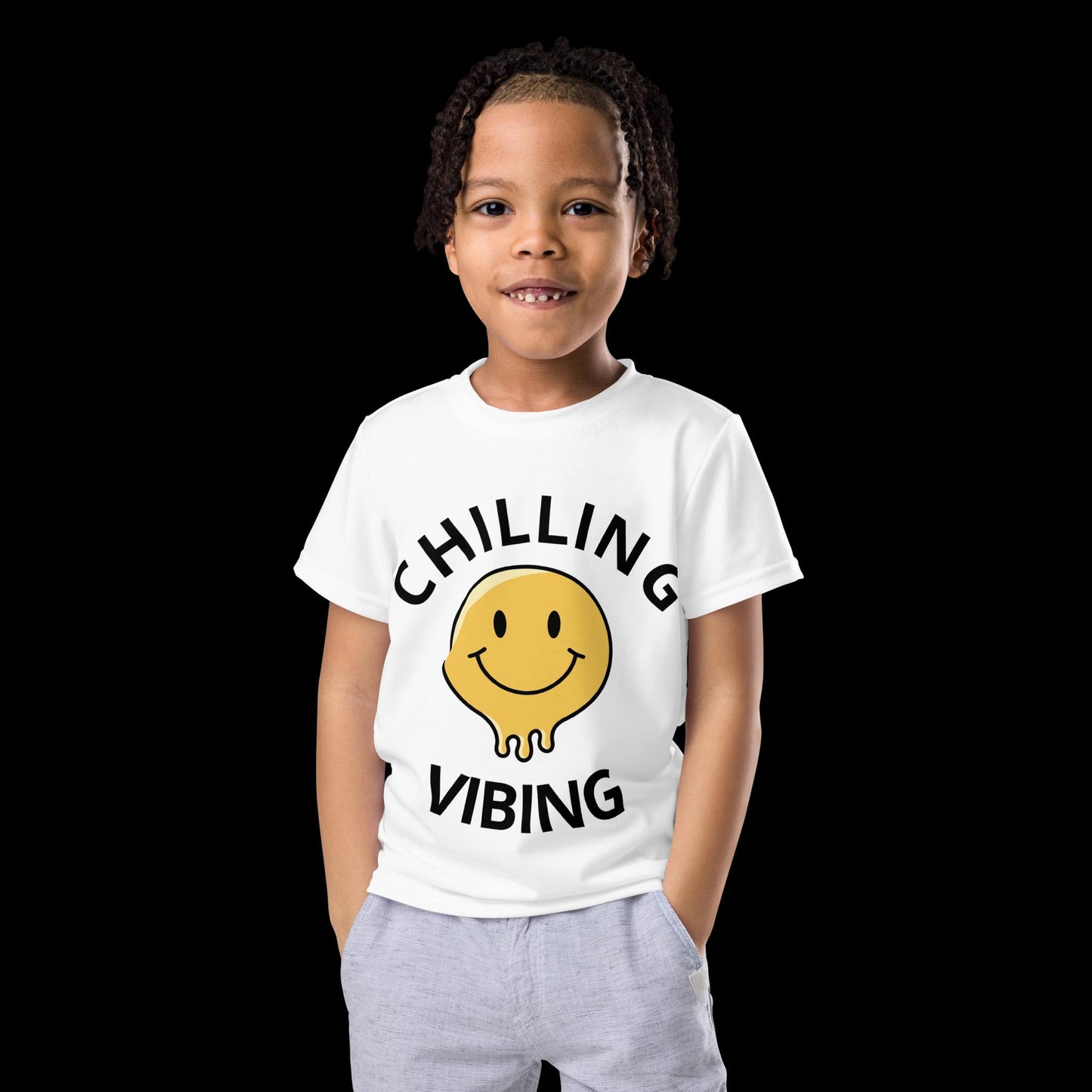 Kids Chilling n Vibing  crew neck t-shirt