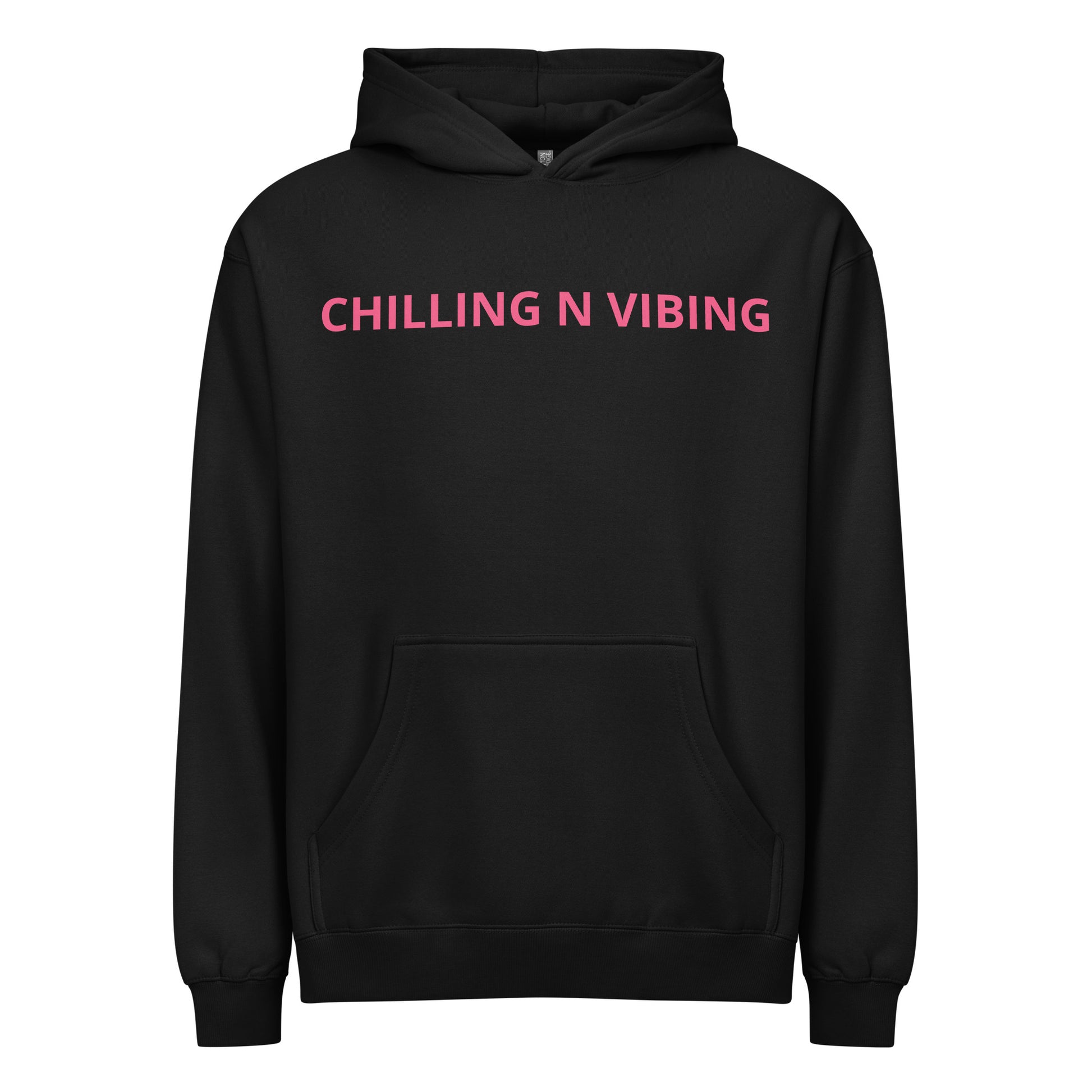 PINK AND BLACK CHILLING N VIBING HOODIE - CHILLING N VIBING 😎