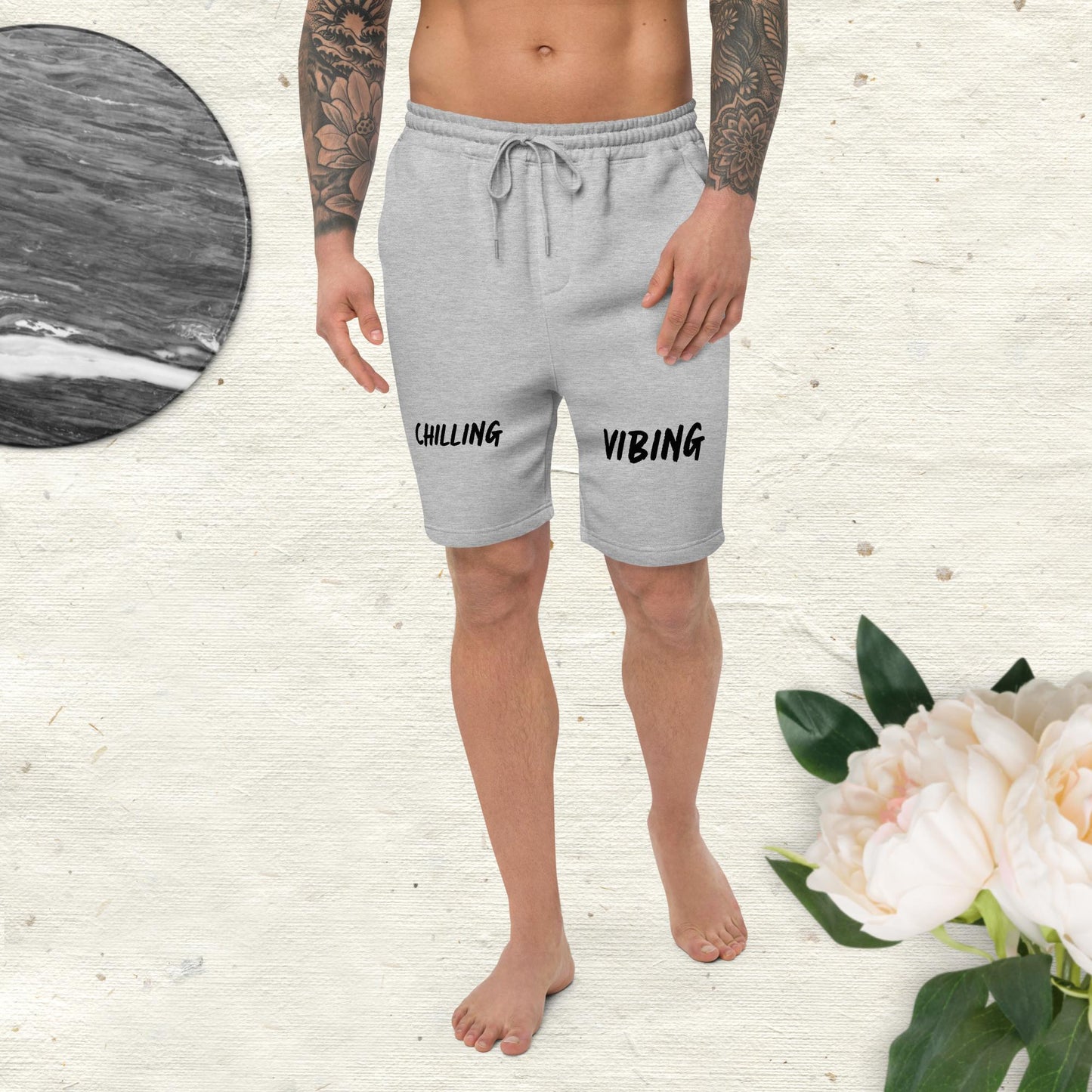 Men's fleece Chilling n Vibing shorts - CHILLING N VIBING 😎