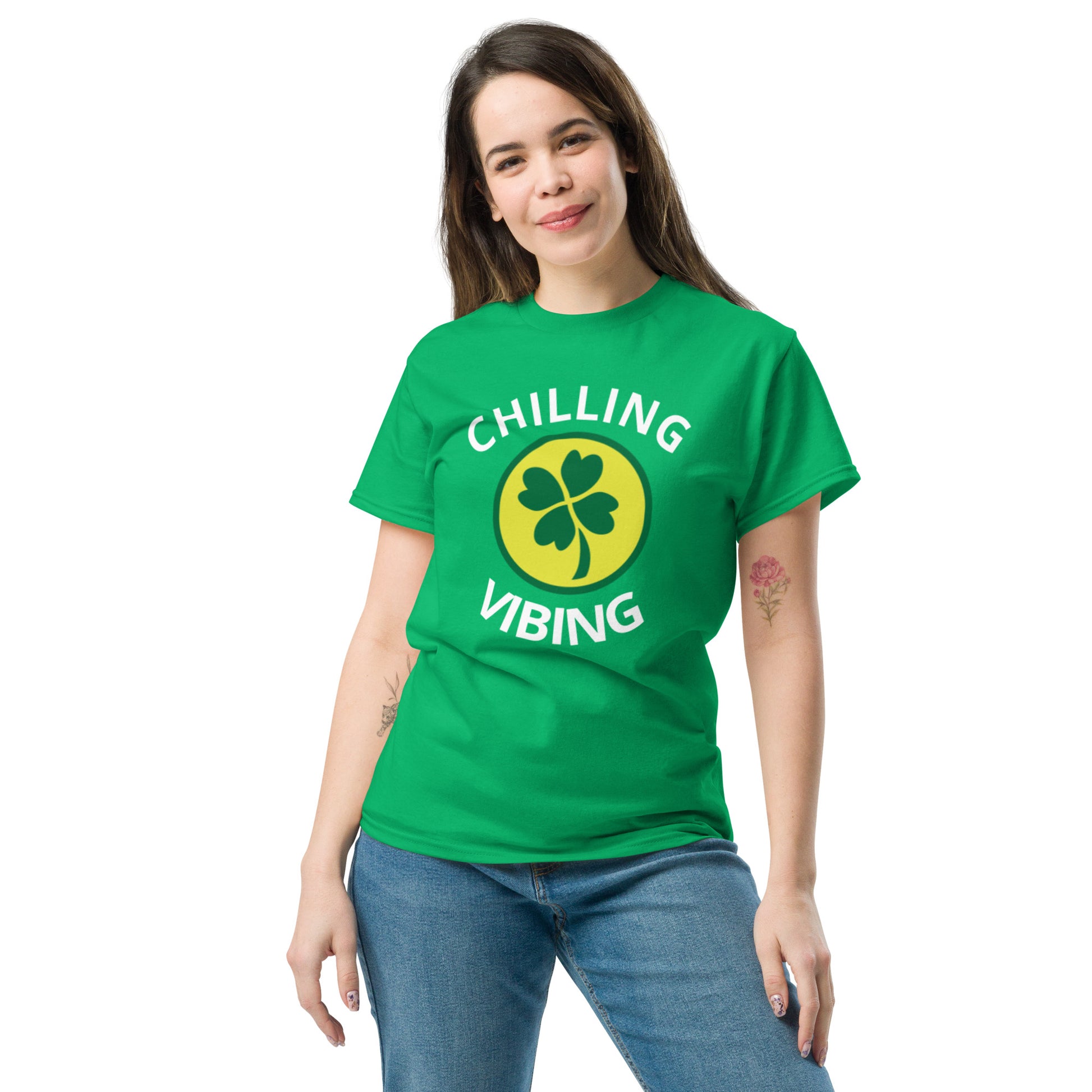 Irish Green Clover Chilling N Vibing Shirt - CHILLING N VIBING 😎