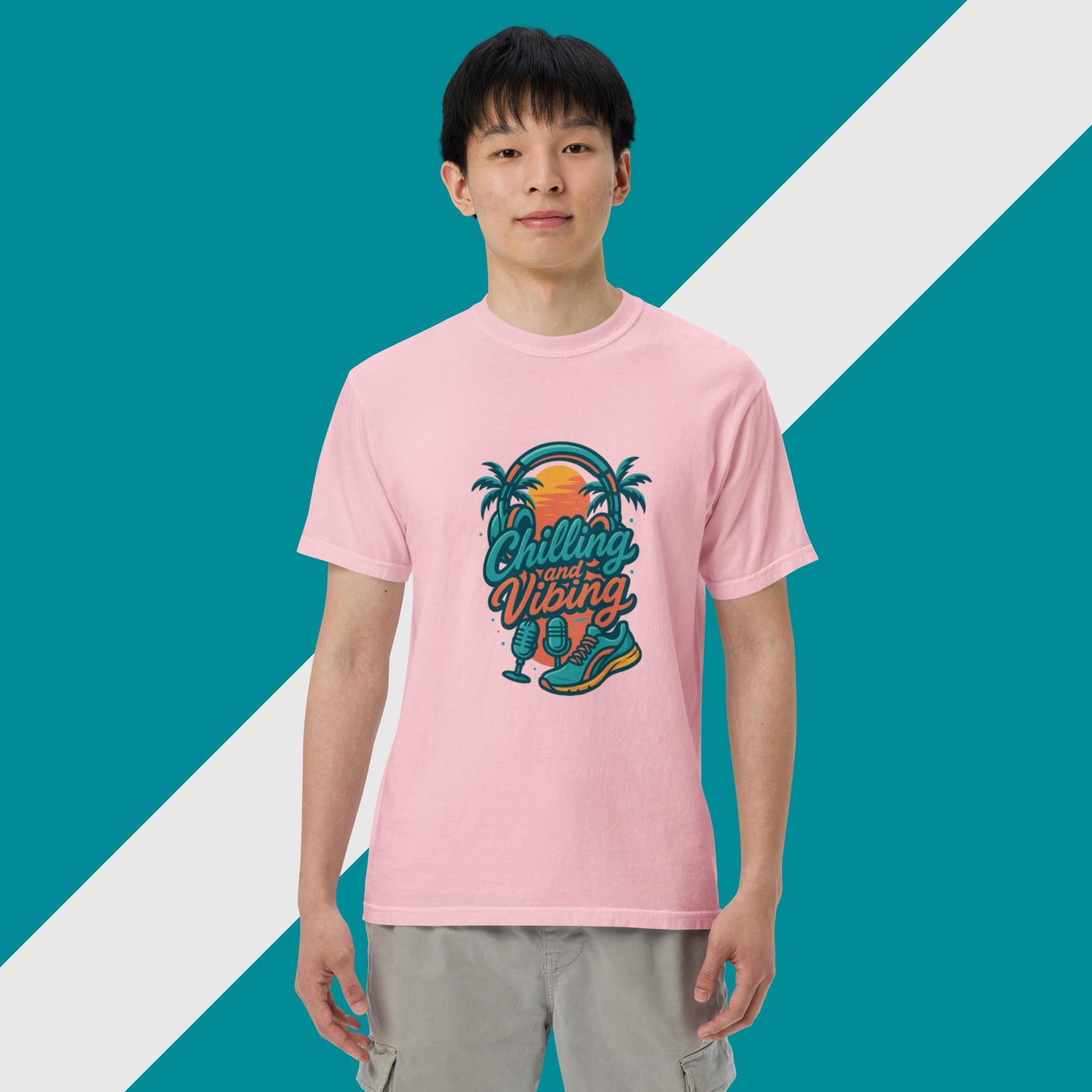 tropical edition chilling n vibing heavyweight t-shirt - CHILLING N VIBING 😎