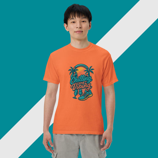 tropical edition chilling n vibing heavyweight t-shirt - CHILLING N VIBING 😎