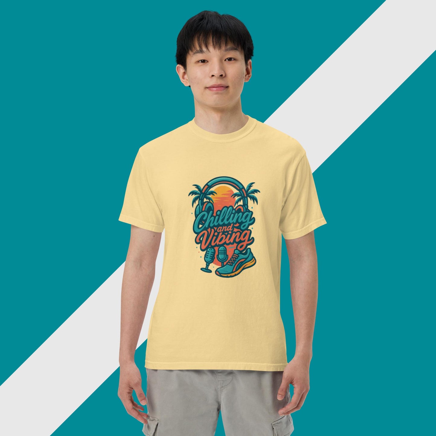 tropical edition chilling n vibing heavyweight t-shirt - CHILLING N VIBING 😎