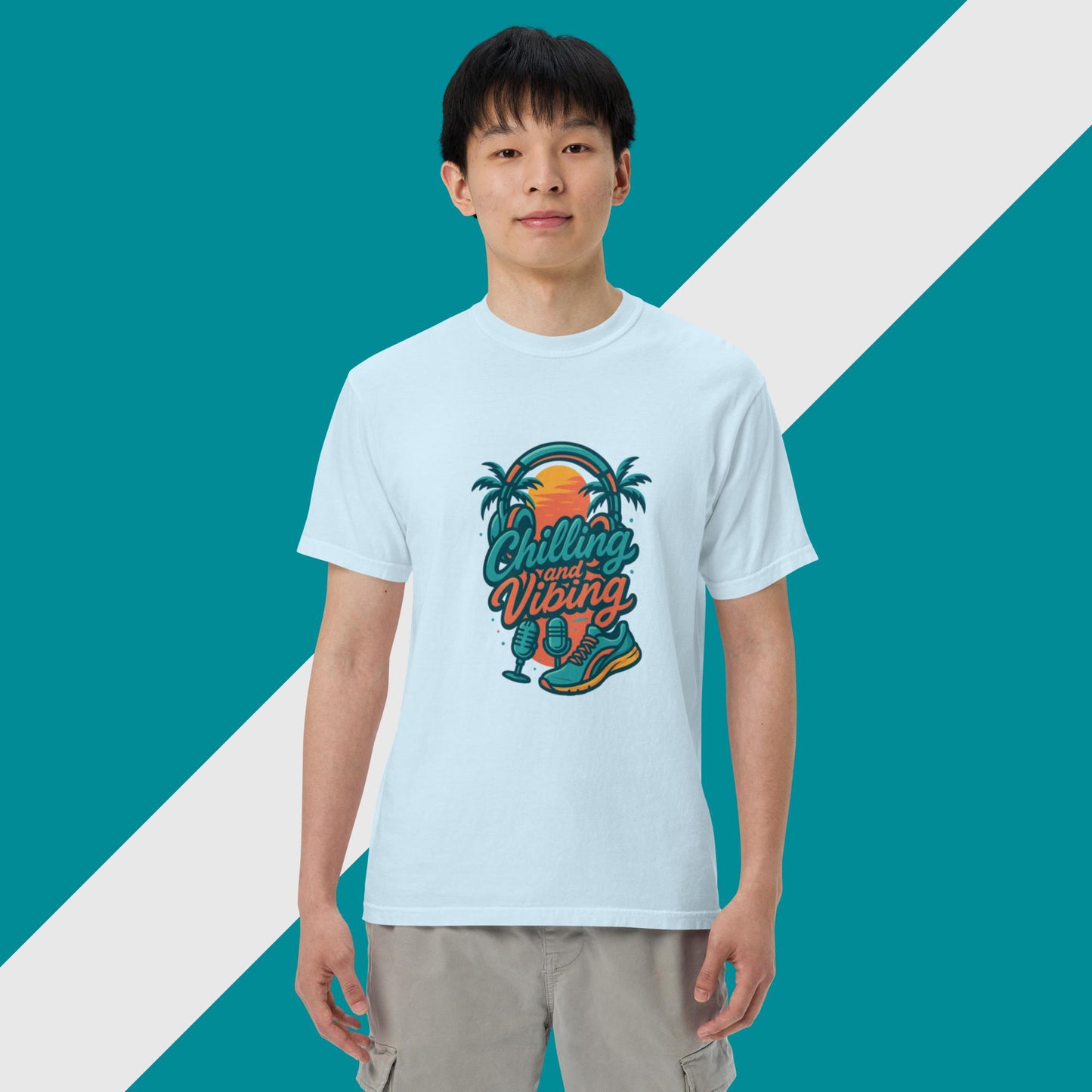 tropical edition chilling n vibing heavyweight t-shirt - CHILLING N VIBING 😎