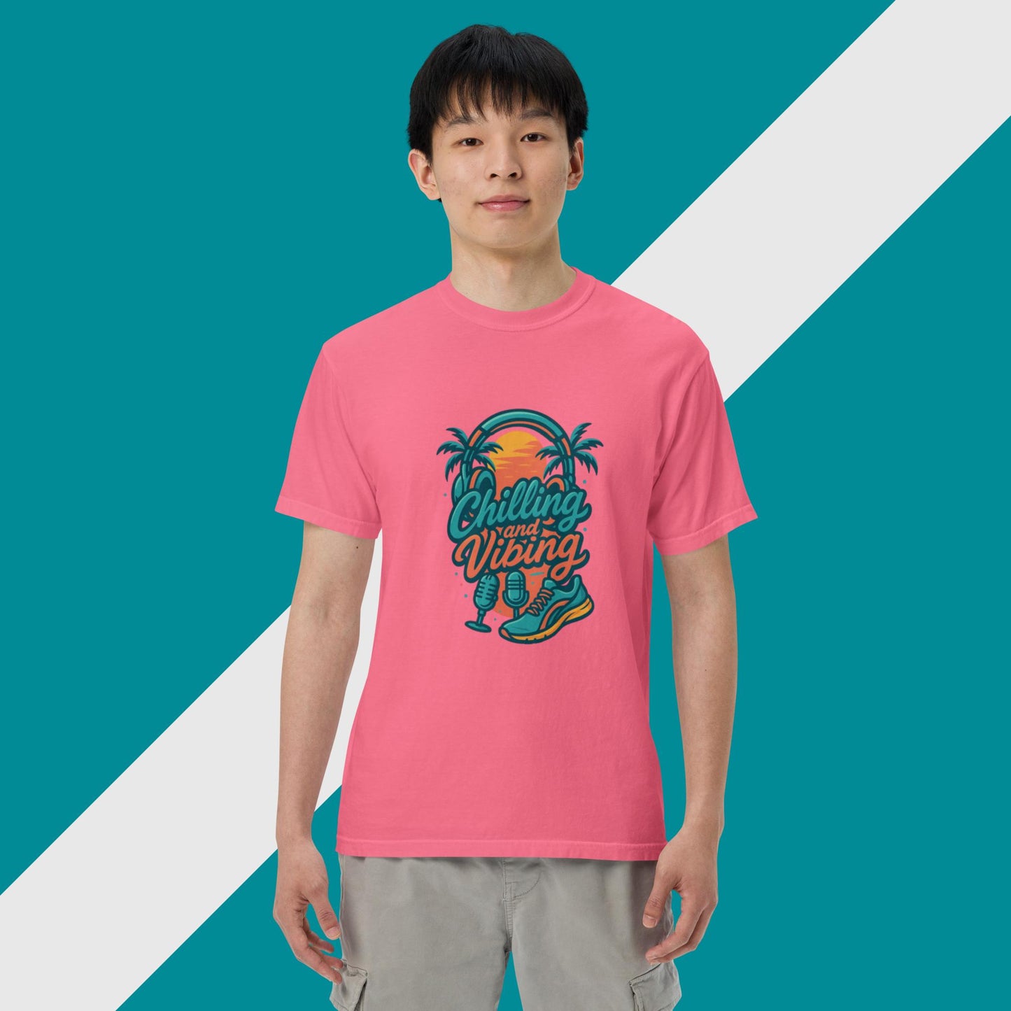 tropical edition chilling n vibing heavyweight t-shirt - CHILLING N VIBING 😎
