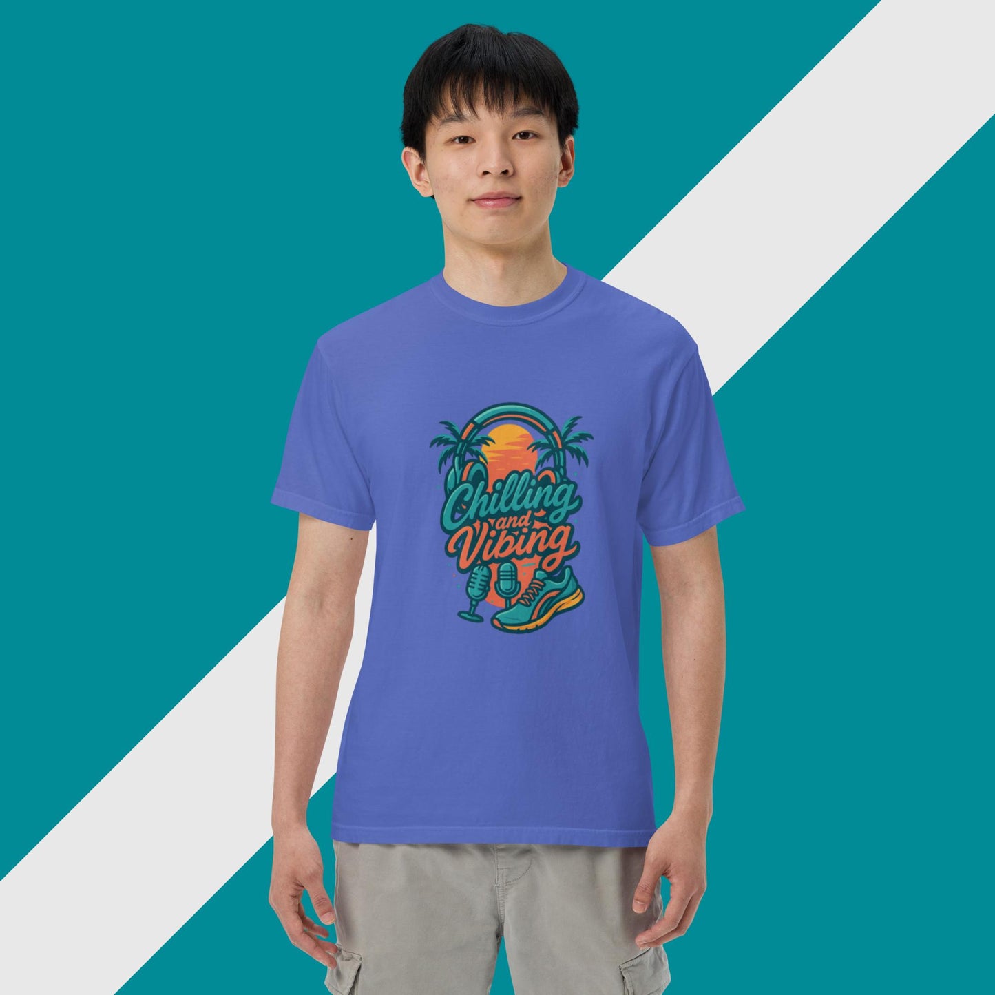 tropical edition chilling n vibing heavyweight t-shirt - CHILLING N VIBING 😎
