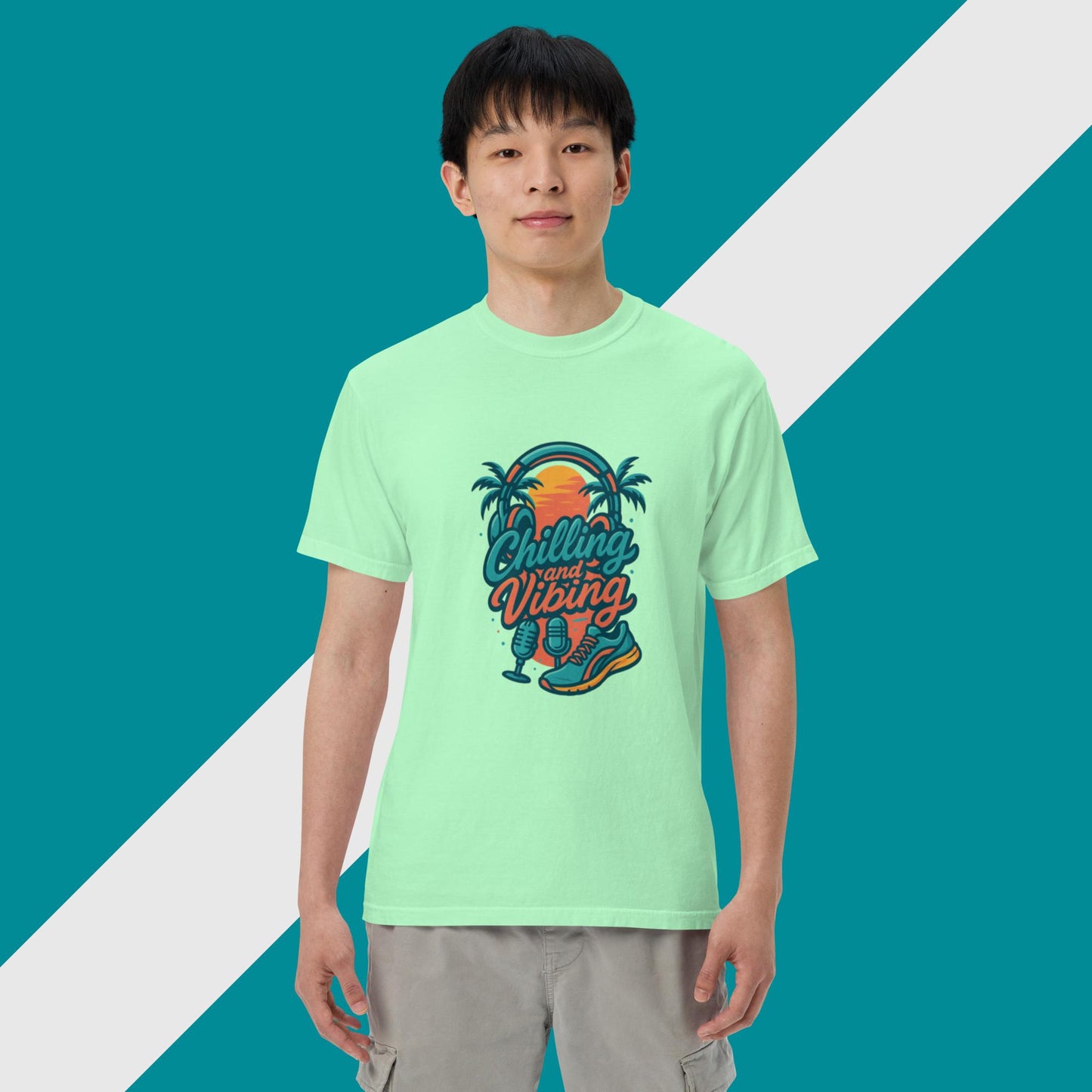tropical edition chilling n vibing heavyweight t-shirt - CHILLING N VIBING 😎
