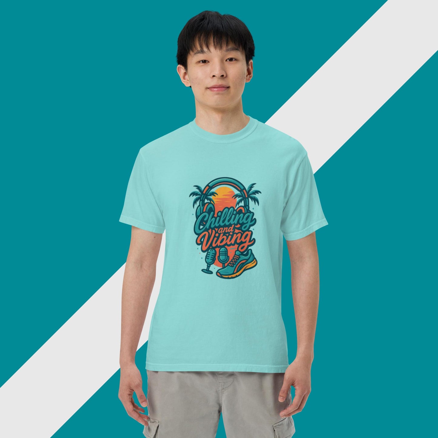 tropical edition chilling n vibing heavyweight t-shirt - CHILLING N VIBING 😎