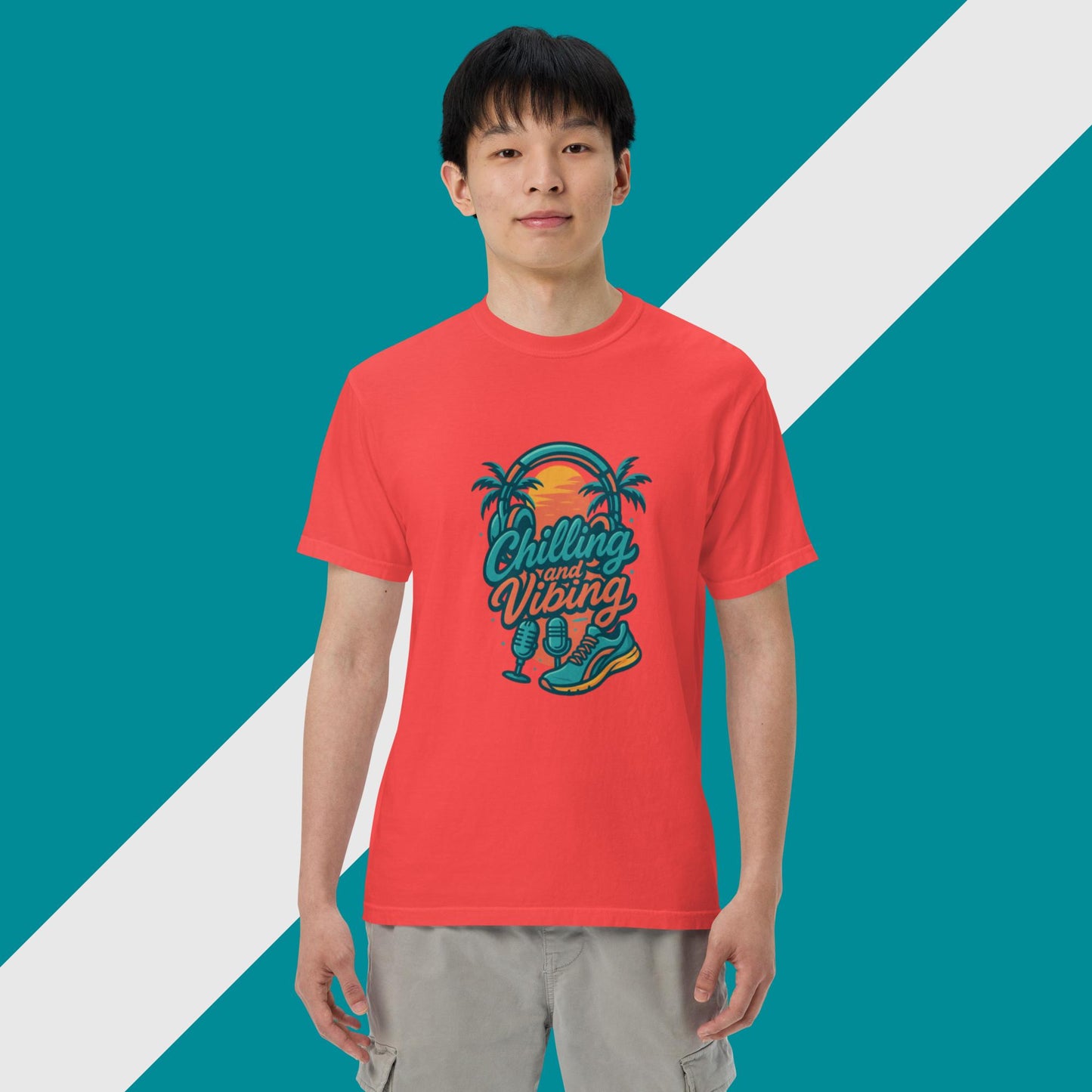 tropical edition chilling n vibing heavyweight t-shirt - CHILLING N VIBING 😎