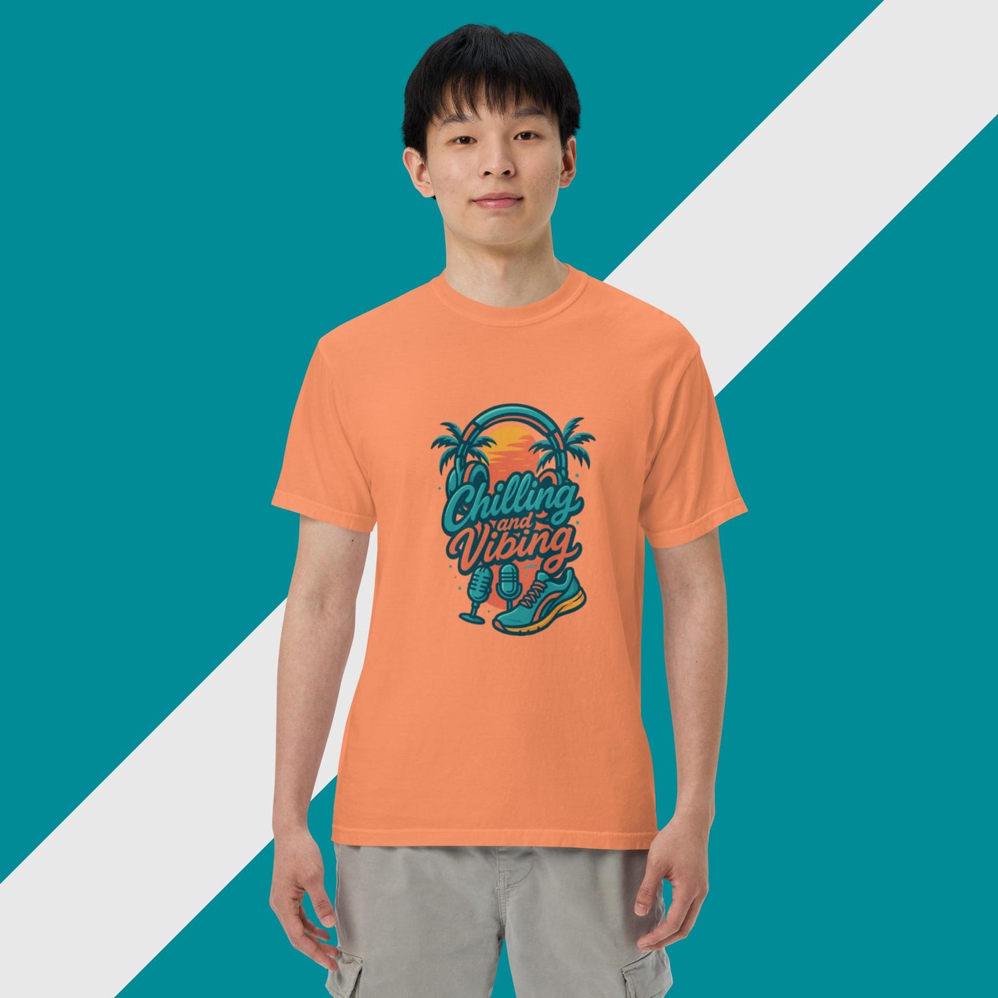 tropical edition chilling n vibing heavyweight t-shirt - CHILLING N VIBING 😎