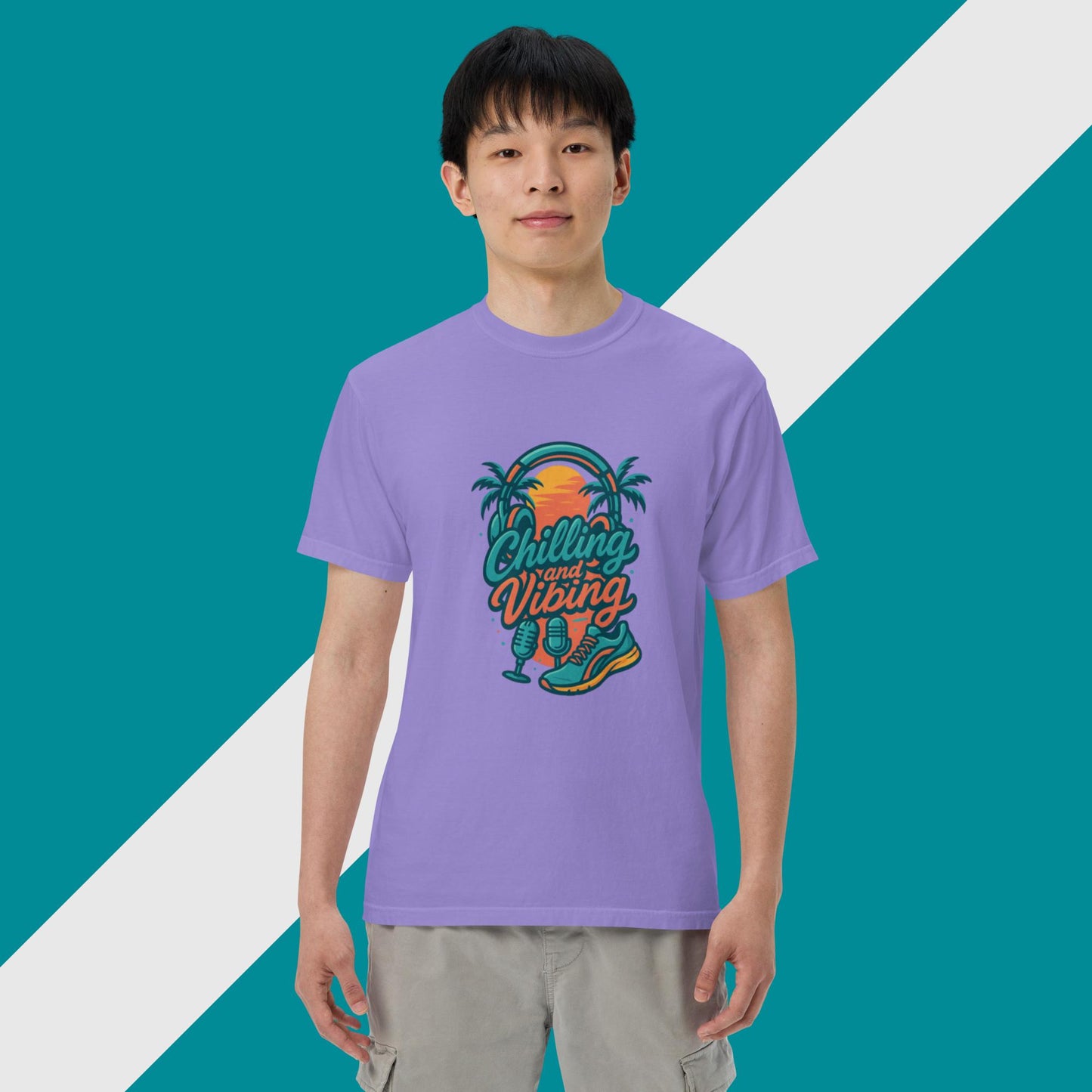 tropical edition chilling n vibing heavyweight t-shirt - CHILLING N VIBING 😎