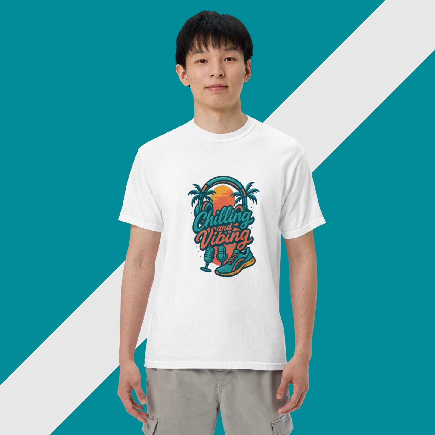 tropical edition chilling n vibing heavyweight t-shirt - CHILLING N VIBING 😎