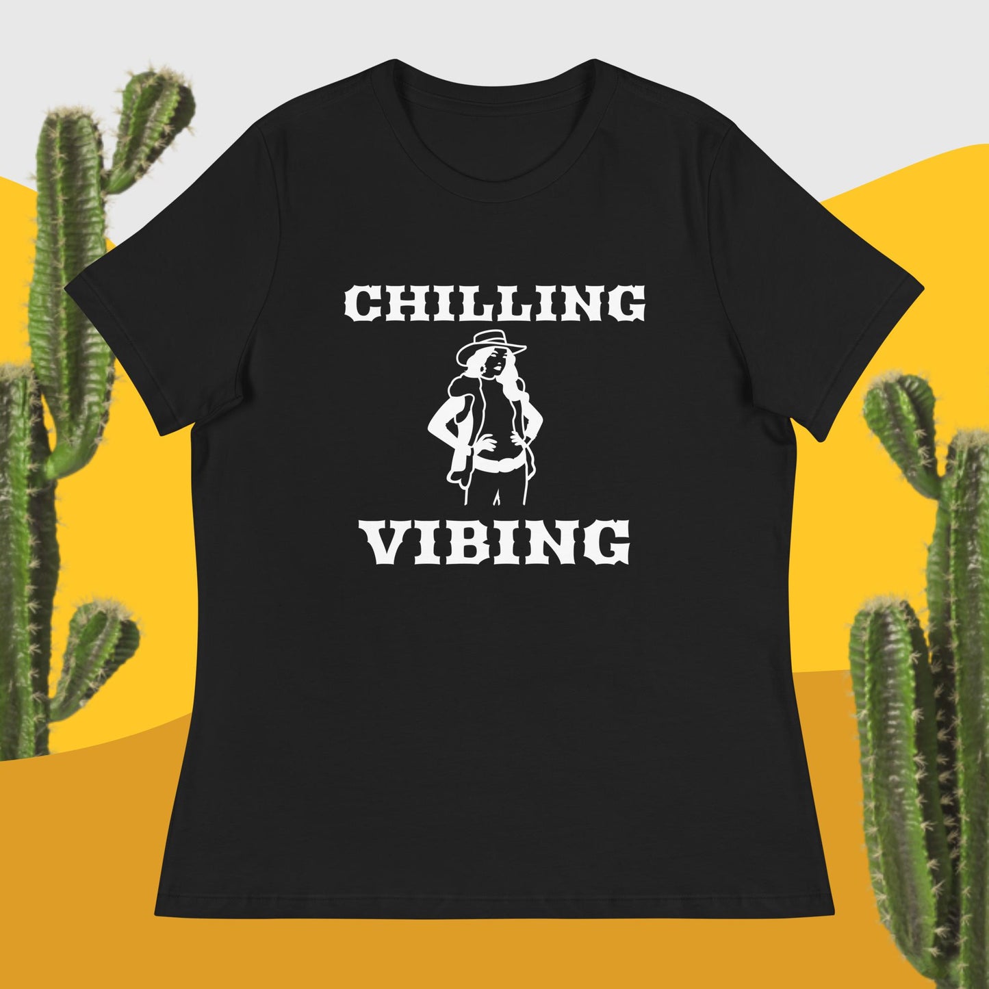 CowGirl Chilling n Vibing Women's Relaxed T-Shirt - CHILLING N VIBING 😎
