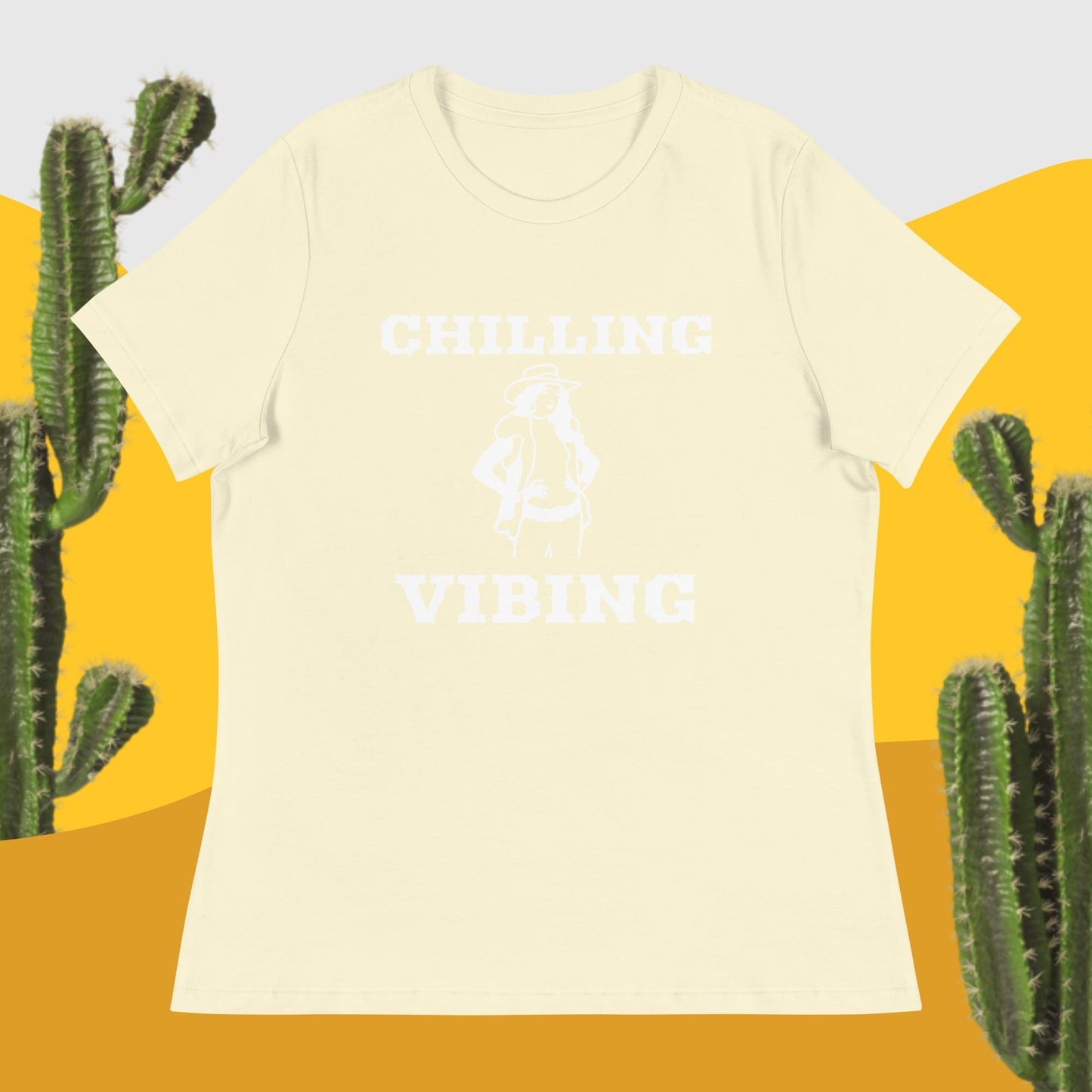CowGirl Chilling n Vibing Women's Relaxed T-Shirt - CHILLING N VIBING 😎