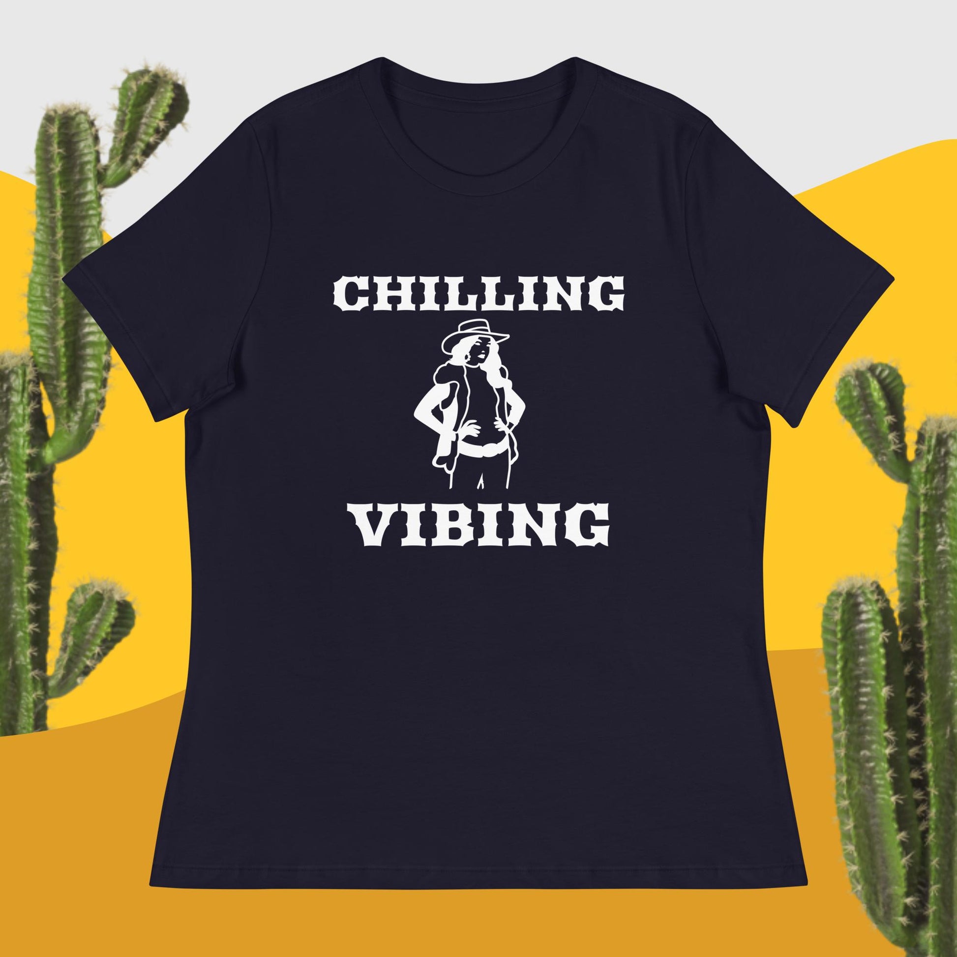 CowGirl Chilling n Vibing Women's Relaxed T-Shirt - CHILLING N VIBING 😎