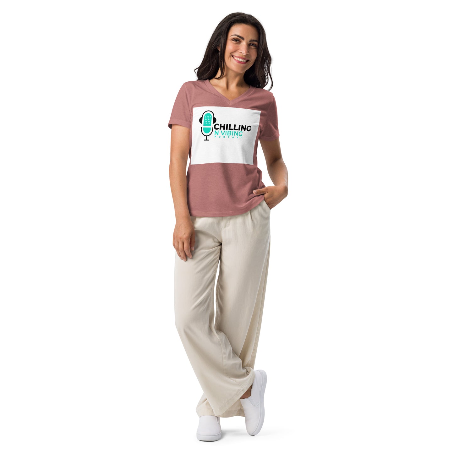 Chilling n Vibing Women’s relaxed v-neck t-shirt