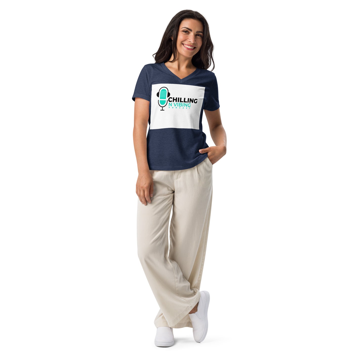 Chilling n Vibing Women’s relaxed v-neck t-shirt