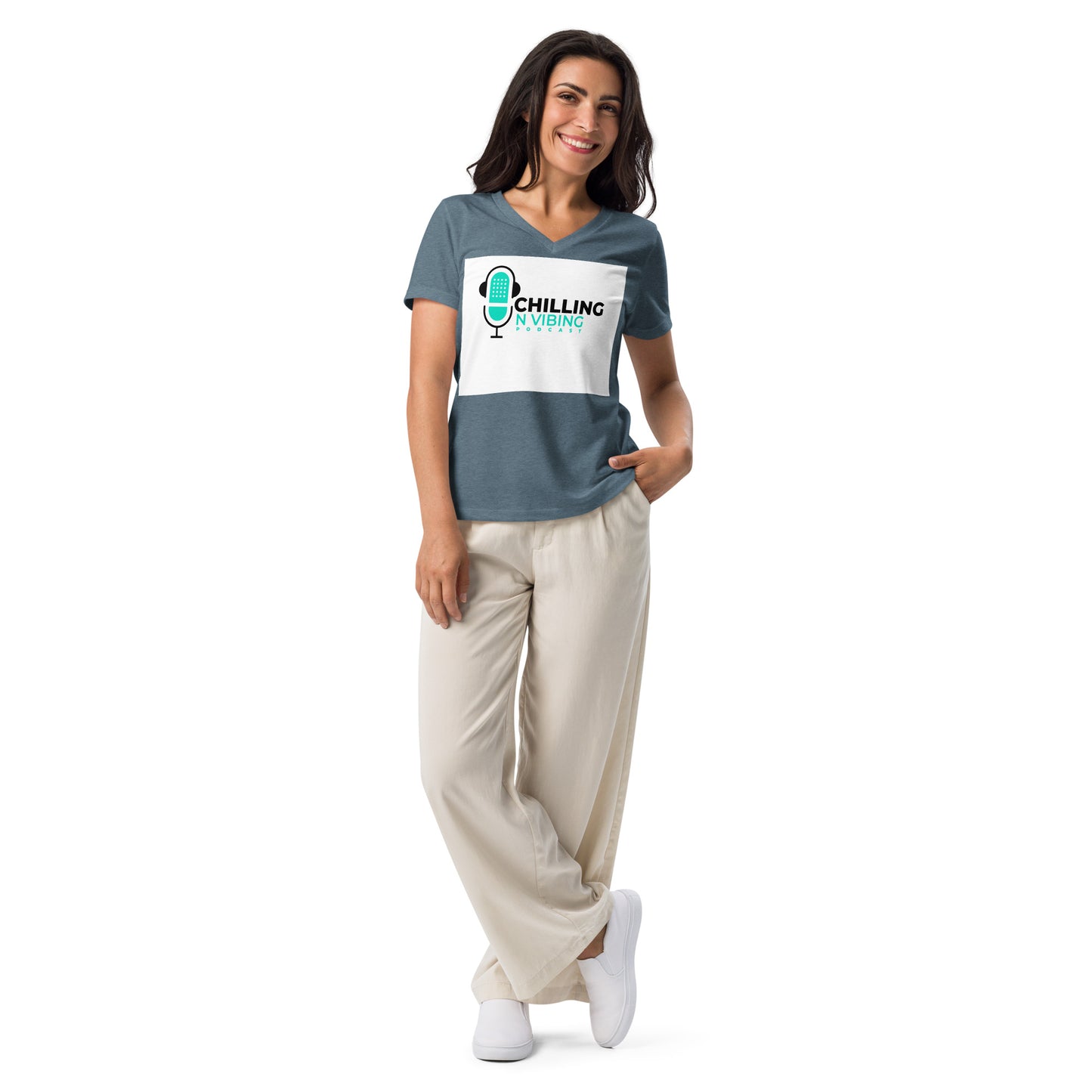 Chilling n Vibing Women’s relaxed v-neck t-shirt