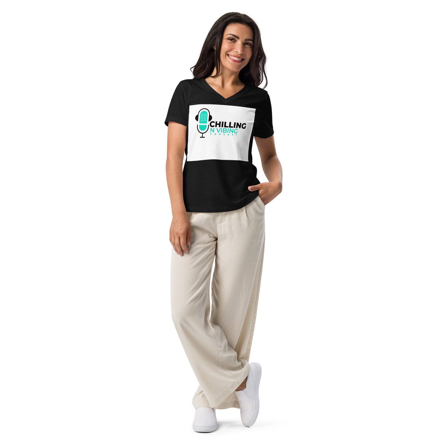 Chilling n Vibing Women’s relaxed v-neck t-shirt